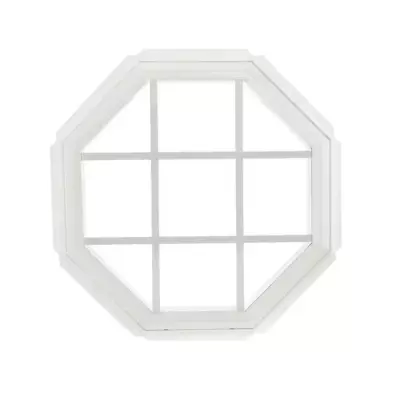 24 X 24 In. Fixed Octagon Geometric Vinyl Window W/Grids Equal Light - White • $218.50