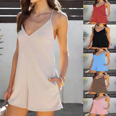 Womens Loose Fashion Pocket Overalls Suspender Short Pants Summer Casual Shorts • $17.29