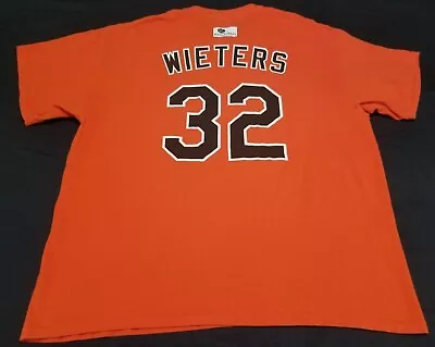 Baltimore Orioles Shirt Mens XL Matt Wieters #32 Orange Short Sleeve FLAWED MLB • $13.29