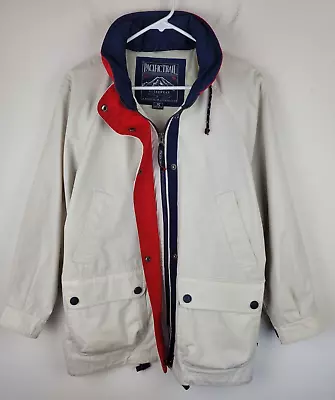 Vintage Pacific Trail Jacket Mens S Beige Packable Hood Outdoor Parka Hiking • $20.99