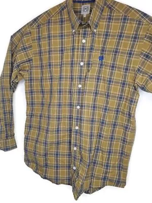 Cinch Western Shirt Mens Small Brown Blue Plaid Long Sleeve Button Up  Flip Cuff • $15