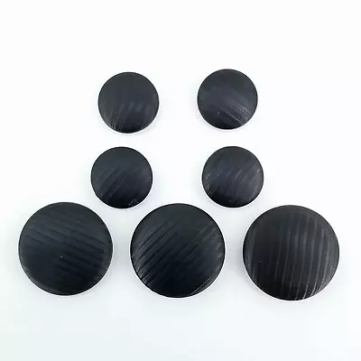 Antique Carved Vegetable Ivory Buttons Dyed Black 2 Sizes Set Of 7 • $12