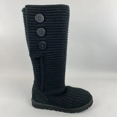 £63.10 • Buy UGG Australia Classic Cardy Knit Knee High Sheepskin Winter Black Boots UK5.5