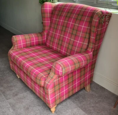 £90 • Buy Two Seater Sofa. Next Pink Check Wingback. Used.
