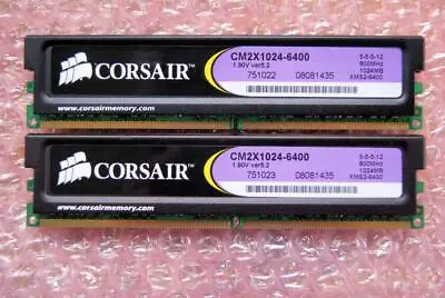 £8.99 • Buy 2GB 2 X 1GB Corsair XMS2 CM2X1024-6400 DDR2-800MHz 240-Pin Non ECC Memory RAM