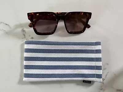 J Crew Madrid Sunglasses - Auburn Tortoiseshell - Squared -  W/ Canvas Holder • $34