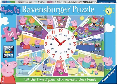 £11.73 • Buy Ravensburger Peppa Pig Tell The Time 60 Piece Clock Jigsaw Puzzle For Kids... 