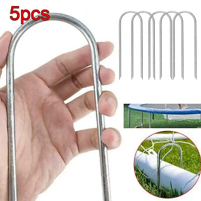 $10.99 • Buy 5/10X Heavy Duty Trampoline U-Shaped Metal Stakes Goal Pegs Tent Ground Anchor