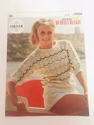 Sirdar 6584 Knitting Pattern DK Sweater Lace 32”-42” Summer • £3