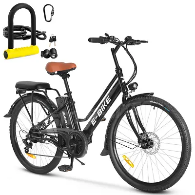 500W 26'' Electric Bicycle 7 Speed Fat Tire Snow Beach City E-bike Black 36V • $461.99