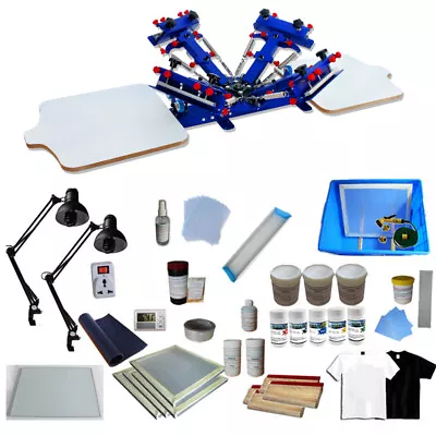 4 Color 2 Station Screen Printing Kit Micro Registration Press Printer Exposure • $986.06