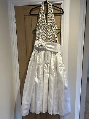 John Charles Beautiful Gold 80's Sequinned Ball Prom Gown Vintage Uk14 10) • £39