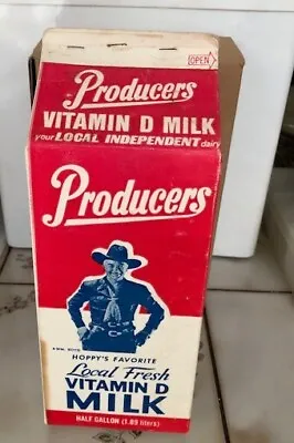 Vintage Milk Carton Hopalong Cassidy Container Producers William Boyd Hoppy 1950 • $36.82