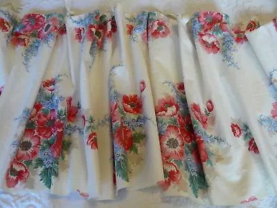 Vintage 50s 60s Shabby Cottage Pink Floral Curtain Valence • $19.95