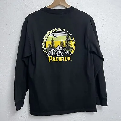 Vintage OJ Wheels Pacifico Skateboard Tee Black T-Shirt Long Sleeve Size Medium • $28.88