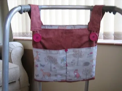 Bag For Walking Frame/zimmer Frame 4 Pocket - Red - Woodland Animals • £11.50