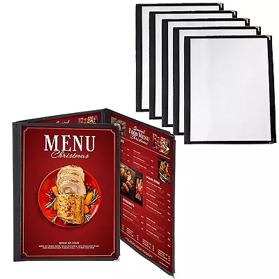 5PCS 8.5 X 11 Inch Menu CoversTriple Fold 6 View Transparent Restaurant Menu Co • $41