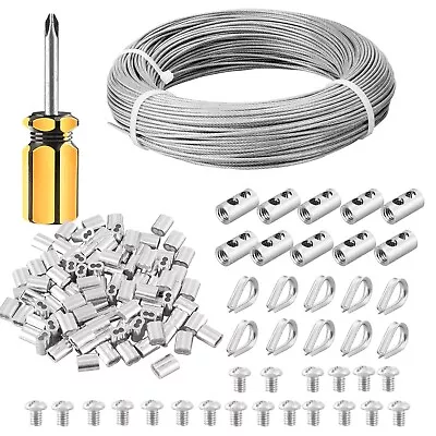 Cable Railing Wire Rope Cable Picture Wire Garden Wire Kit 100M 2mm PVC Coated • £55.15