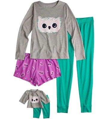 Girl 5-14 And 18  Doll Matching Owl Gray Winter Pajamas Outfit Fit American Girl • $22.99