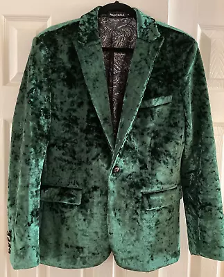 Mage Male Dark Green Velour Blazer Formal Suit Jacket Prom Size Medium • $49