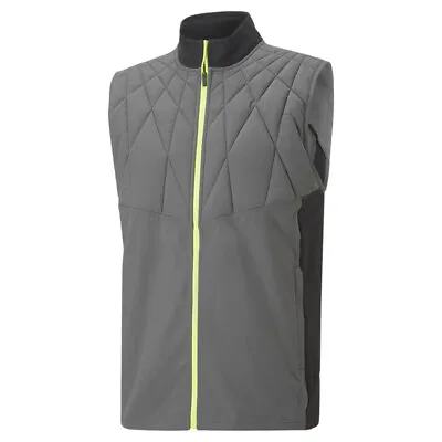 Puma Cloudspun Wrmlbl Full Zip Running Vest Mens Grey Casual Athletic Outerwear • $44.99