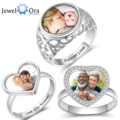 Women Custom Photo Ring Picture Locket Band Engraving Personalized Gift Keepsake • $21.88