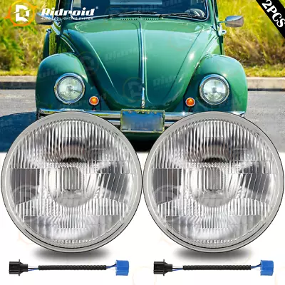 DOT Round Conversion Headlights Kit Clear Lens 7 Inch Headlights For VW Beetle • $42.99