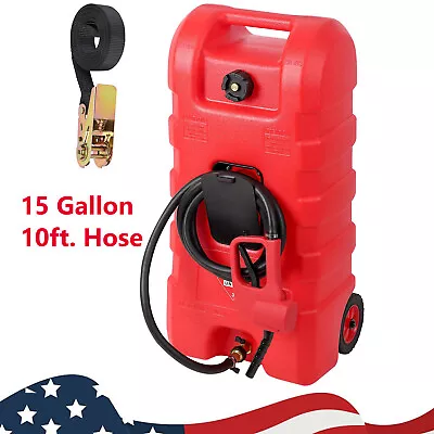 Fuel Caddy 15 Gallon Portable Diesel Fuel Tank On-Wheels Transfer Pump 12ft Hose • $125.99