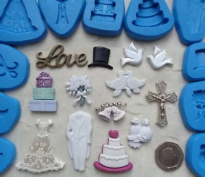 1x Mini Craft Mould: Choice Of Wedding / Love Theme (Resin Clay PMC Cupcake Wax) • £4.15