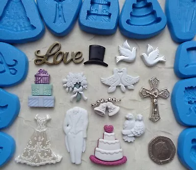 1x Mini Craft Mould: Choice Of Wedding / Love Theme (Resin Clay PMC Cupcake Wax) • £4.75