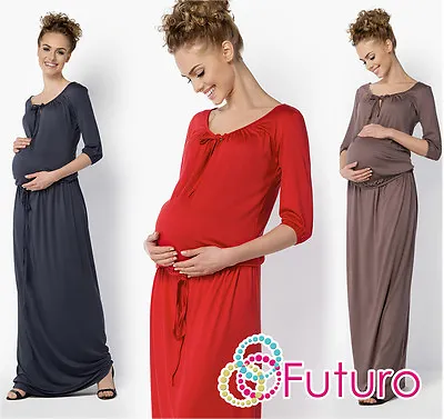 Ladies Maternity Maxi Dress Full Length Tunic Long Dress Plus Sizes 8-18 FM20 • £13.99