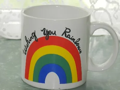 Vintage Wishing You Rainbows Large Coffee Mug Cup • $6