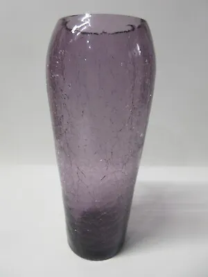 Vintage Lilac Purple Crackle Glass Vase 7.25  As Is • $18