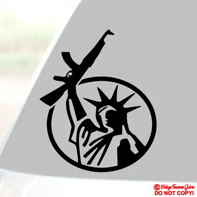 Statue Of Liberty Holding An Assault Rifle Vinyl Decal Sticker Car Window Bumper • $2.99