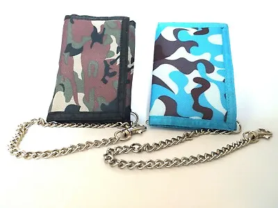 Bikers Army StyleTrifold Canvas Wallet With Chain/Wallet With Chain Keyring 8004 • £5.99