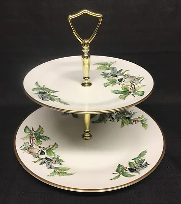 Boehm Chickadee & Holly 2 Tier Tidbit Server- England • $54.95