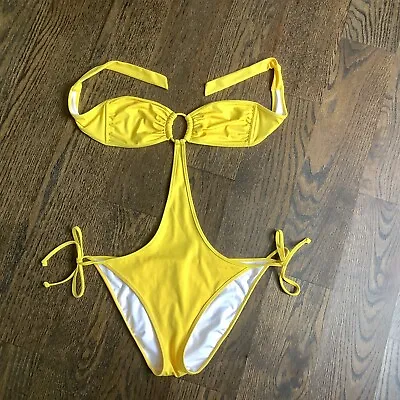 VTG Victoria’s Secret Y2K Yellow Monokini One Piece Swimsuit Bathing Suit Medium • $30