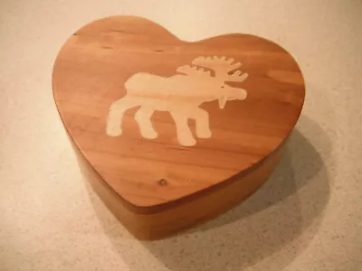 Kathy Falcone-Alaska-Handmade Heart Shaped Trinket Box W/Inlaid Moose-Lined • $39.95