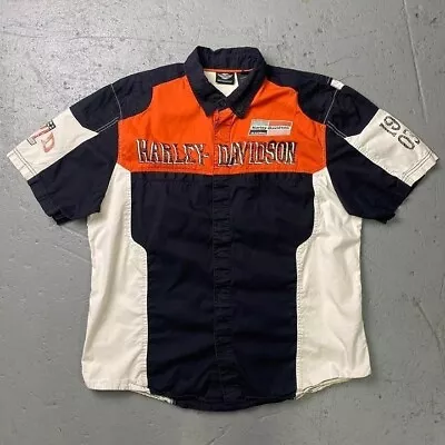 Vintage Harley Davidson Racing Mechanics Button Up Shirt • $20