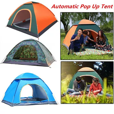 2-4 Man Camping Pop-Up Tent Waterproof For Outdoor Hiking Backpack Fishing • £16.89