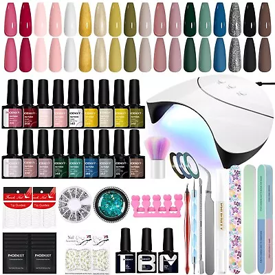 18 Colors Gel Nail Polish Set With UV Lamp Gel Nail Starter Kit 36W UV LED Light • £18.99