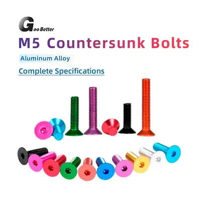 M5 Flat/Countersunk Allen Hex Socket Screw Bolts- Anodised Alloy Aluminium Screw • $3.11