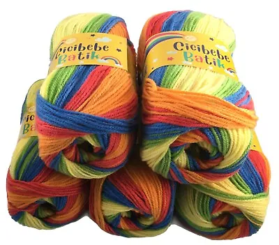 Rainbow Baby Wool Pack 5 X 100g Cicibebe Batik Yarn Wool Crochet DK Acrylic 80 • £15