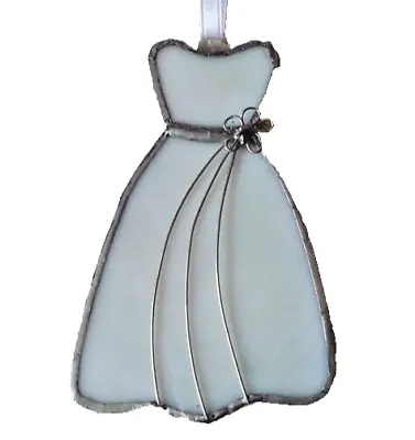 WHITE WEDDING DRESS Authentic AUSTRALIAN Stained Glass SUNCATCHER DECORATION • $39.99