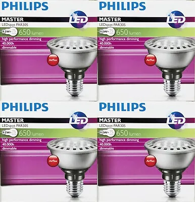 4 X Philips Master Dimmable LED PAR30 Spot Light Globes 9W 240V E27 Screw Warm • $77.87