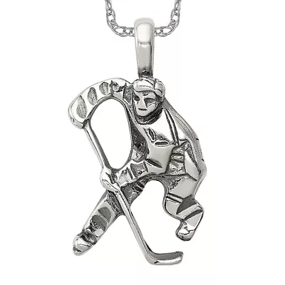 925 Sterling Silver Vintage Hockey Goalie Stick Puck Glove Player Necklace ... • $224