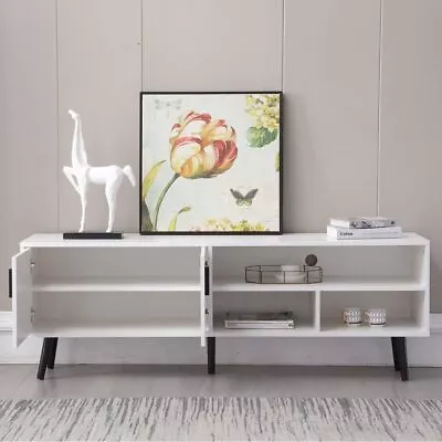 TV Stand Console Unit Cabinets With 3 Open Cubby 2 Doors For TVs Up To 70 Inches • $75.99