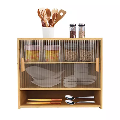 Bamboo Kitchen Pantry Sideboard Small Countertop Storage Cabinet Freestanding  • $75.99