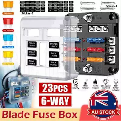 23PCS 6 Way Blade Fuse Box Block Holder Indicator LED Light 12V/32V Car Marine • $13.55