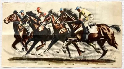 Original Vintage Poster CZECHOSLOVAKIA - HORSE RACING - HORSES - KARLOVY VARY • $59